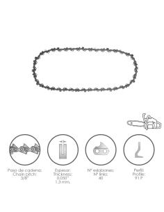 Cadena Motosierra 3/8" / 0.050" 1,3 mm. / 40 Eslabones / 91 P - Imagen 1
