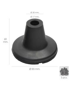 Taco Goma Baston Negro Tubo Ø 19 mm. / Base Ø 85 mm. Tipo Ventosa Bolsa 5 Unidades - Imagen 1