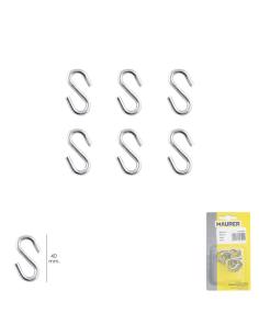 Gancho "S" 40 mm. Zincado (Blister 6 piezas) Uso Domestico - Imagen 1