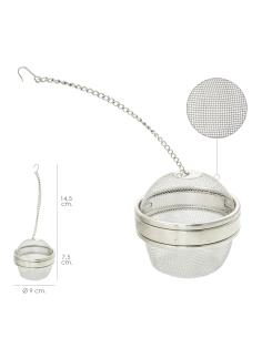 Bola Malla Para Especias / Te  / Legumbres Acero Inoxidable Ø 9 cm. Con Cadena - Imagen 1