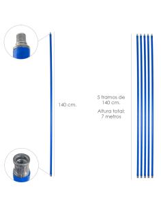 Mastil Deshollinador 5 tramos de 140 cm. (7 metros  x Ø 20 mm.) - Imagen 1