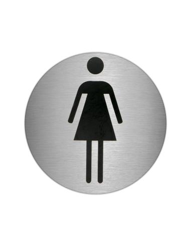 Placa Adhesiva Baño "Mujer" Acero Inoxidable Ø 7 cm. - Imagen 1