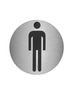 Placa Adhesiva Baño "Hombre" Acero Inoxidable Ø 7 cm. - Imagen 1