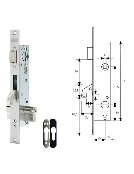 Cerradura Tesa 2240/20/3NI Con Escudo de Seguridad E190 con Palanca Basculante Gancho Reforzado - Imagen 1