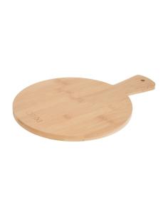 Tabla Cortar Cocina Redonda Hecha En Madera De Bambu 100% Con Mango Ø26x36 cm.Tabla Cortar,Carne Pescado,Verdura,Fruta,Alimentos