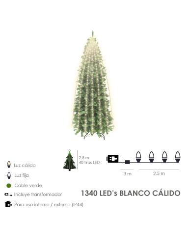 Guinalda Luces Navidad 1340 Leds Cascada Cubrearbol Blanco Calido. Ip44. Luz Navidad Interiores y Exteriores - Imagen 1