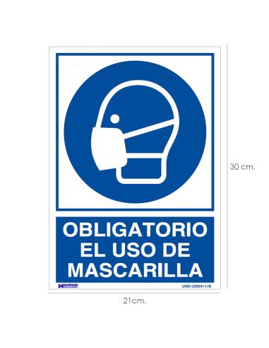Cartel Obligatorio el Uso de Mascarilla 30x21 cm. - Imagen 1