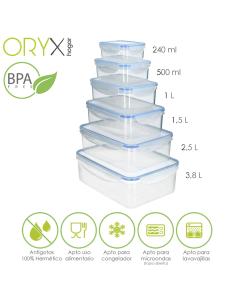 Juego Recipientes Cierres Hermeticos Plastico Rectangulares (6 Piezas) - Imagen 1