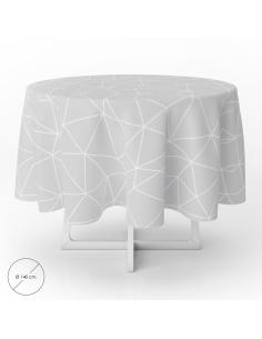 Mantel Hule Geometrico Gris Impermeable Antimanchas PVC Ø 140 cm. Uso Interior y Exterior - Imagen 1