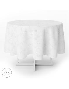 Mantel Hule Muleton Redondo Blanco Impermeable Antimanchas PVC Ø 140 cm. Uso Interior y Exterior - Imagen 1