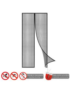 Cortina Mosquitera Para Puertas Con Cierre Central Magnetico Automatico 120 x 240 (Alt.) cm. Color Negro. - Imagen 1