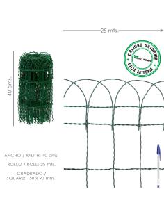 Malla Electrosoldada Plastificada Residence Altura 40 cm. Rollo 25 Metros - Imagen 1