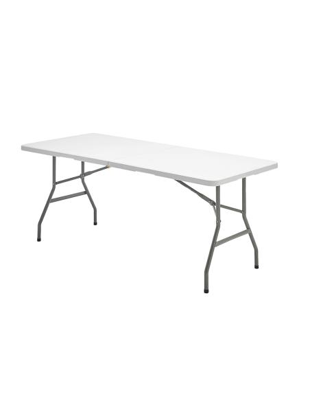 Mesa Plegable Rectangular HDPE Multifuncional, Portatil, Resistente,Multiusos 180x74x74 cm. Color Blanco - Imagen 1