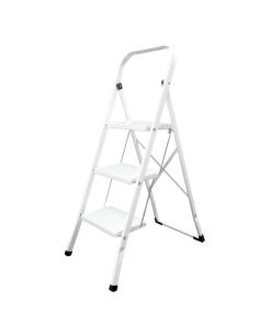 Escalera Domestica Aluminio 3 Peldaños, Escalerilla Blanca - Imagen 1