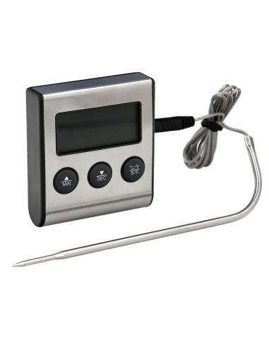 Termometro Digital Cocina Con Sonda Cableada, y Lector Temperatura Con Soporte, Lectura Instantanea, Termometro Horno / Barbacoa