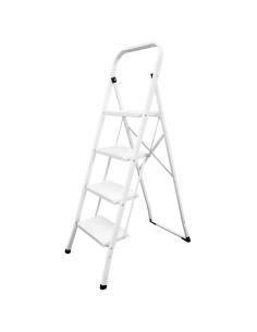 Escalera Domestica Aluminio 4 Peldaños, Escalerilla Blanca - Imagen 1