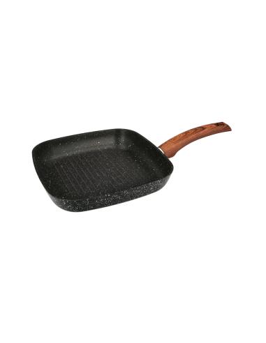 Sarten Aluminio Forjado Antiadherente 24x24x4,5 cm. Mango Engomado / 5 capas / Acabado Piedra / Todo Tipo de Cocinas / Grill - I