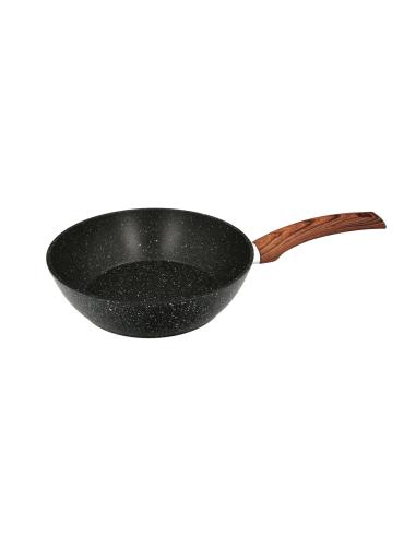 Sarten Aluminio Forjado Antiadherente Ø 24 x 7 cm. Mango Engomado / 5 capas / Acabado Piedra / Apta Para Todo Tipo de Cocinas - 