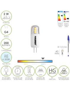 Bombilla Led Dicroica Rosca G4. 2 Watt. Equivale A 20 Watt. 200 Lumenes. Luz Fria (6500º K) - Imagen 1