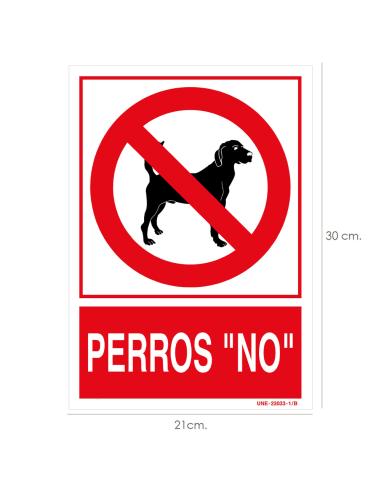 Cartel / Señal Perros "No" 30x21 cm. - Imagen 1