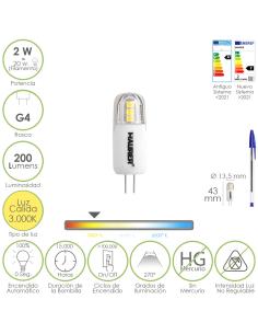 Bombilla Led Dicroica Rosca G4. 2 Watt. Equivale A 20 Watt. 200 Lumenes. Luz Calida (3000º K.) - Imagen 1