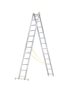 Escalera Aluminio 2 Tramos 12+12 Peldaños. Plegable, Antideslizante, Resistente - Imagen 1