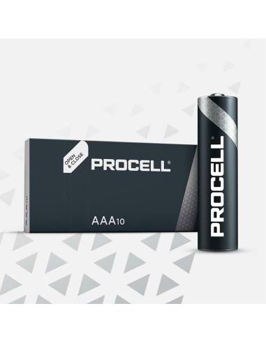 Pila alkalina procell duracell aaa - lr03 1,5v (caja 10 unid) ø10,5x44,5mm