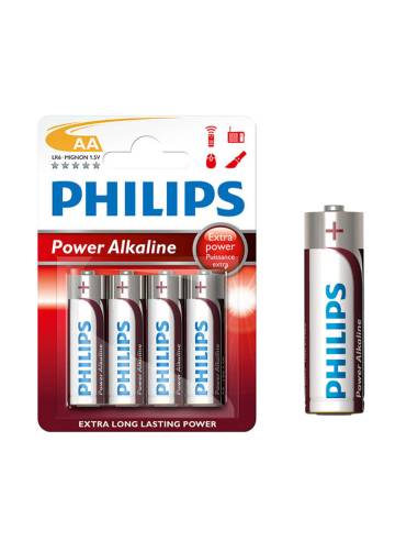 Pila alkalina philips aa - lr06 1,5v (blister 4 unid) ø14,5x50,5mm