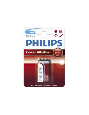 Pila alkalina philips 6lr61 9v (blister 1 unid) 26,5x17,5x48,5mm