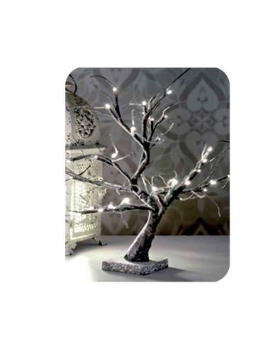 Árvore 3d sakura efeito neve branco quente a pilhas ip20 45cm edm