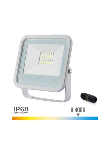 Foco proyector led 20w 1400lm 6400k luz fria 12,4x10,6x2,8cm blanco edm