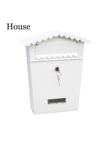 Caixa de correio em aço modelo house branco