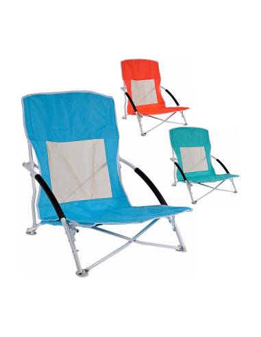 Cadeira de praia metálica dobrável 60x55x64cm cores variadas