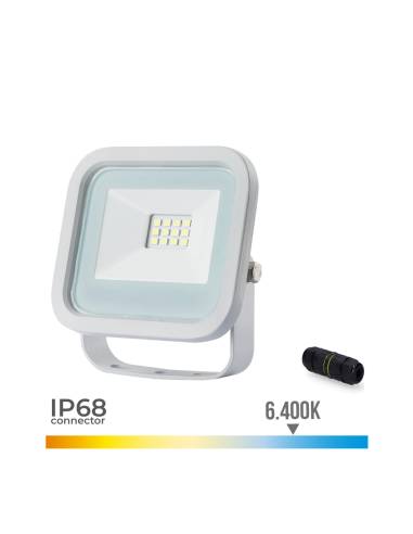 Foco proyector led 10w 700lm 6400k luz fria 9,2x2,7x8,1cm blanco edm