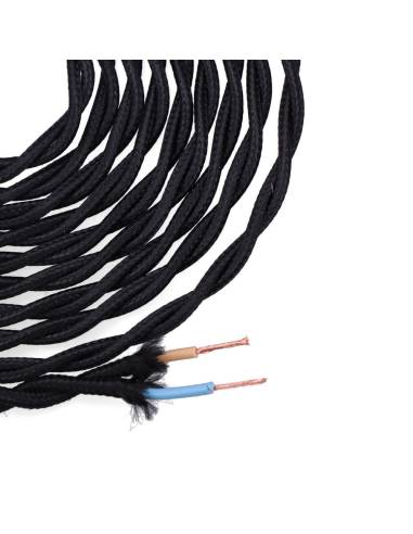 Cable textil trenzado 2x0,75mm c-41 negro seda 5m