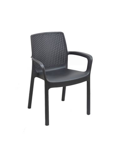 Cadeira empilhável de rattan imitação. cor: antracite 61x54x82cm modelo: regina progarden