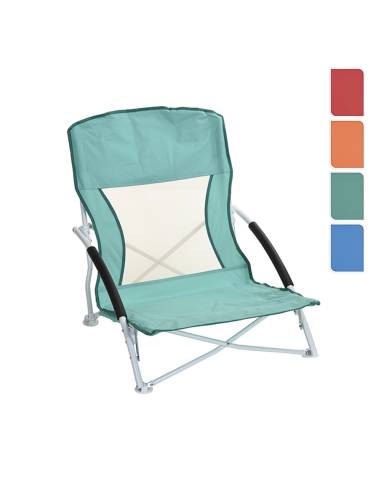 Cadeira de praia metálica dobrável 50x40x65cm cores variadas