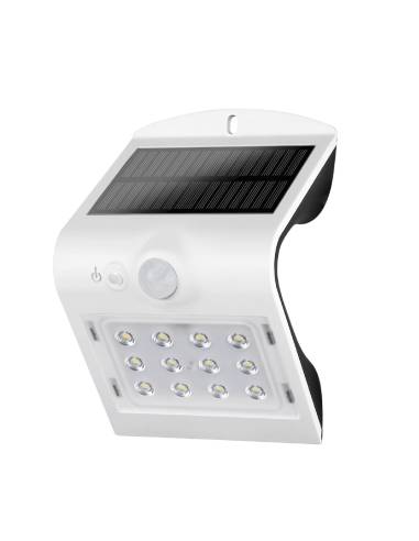 Aplique solar 1,5w 220lm recargable. sensor de presencia (2-6m) color blanco 9,5x7,3x13cm edm