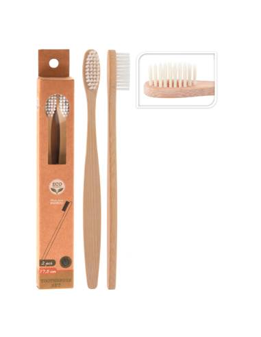 Escova de dentes corpo bambu nylon 2uds