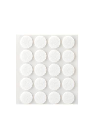 Pack 20 fieltros blanco sinteticos adhesivos diametro 17mm plasfix inofix