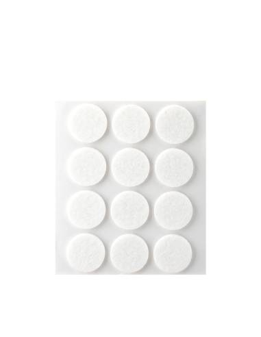Pack 12 fieltros blanco sinteticos adhesivos diametro 22mm plasfix inofix