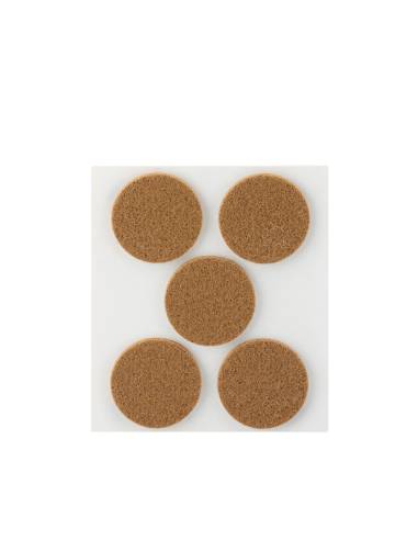 Pack 5 fieltros marrones sinteticos adhesivos diametro 34mm plasfix inofix