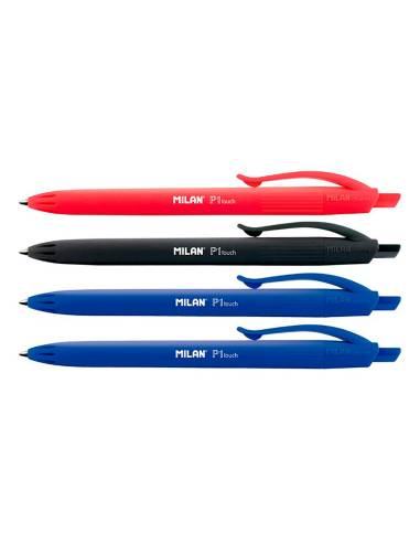 Blister 4 canetas azul-preta-vermelha milan