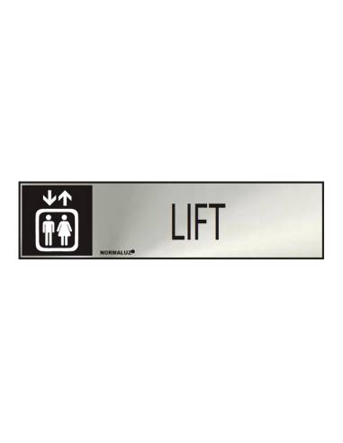 Cartel informativo "lift" (inox adhesivo 0.8mm) 5x20cm