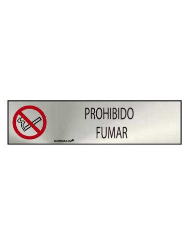 Cartel informativo "prohibido fumar" (inox adhesivo 0.8mm) 5x20cm
