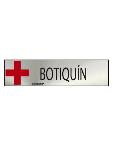Cartel informativo "botiquin" (inox adhesivo 0.8mm) 5x20cm