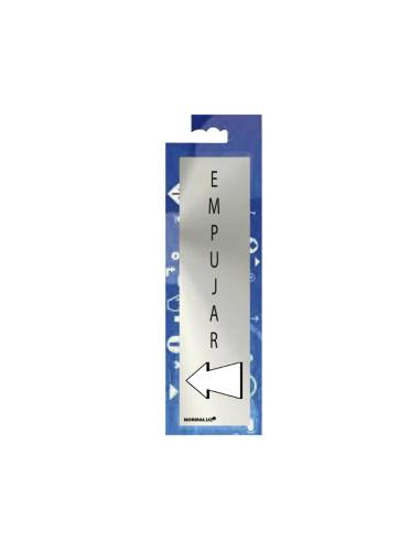 Cartel informativo "empujar" (inox adhesivo 0.8mm) 5x20cm