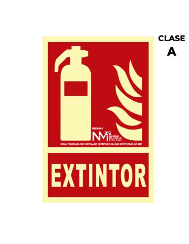 Señal de extinción "extintor" clase a (pcv 1mm) 21x30cm
