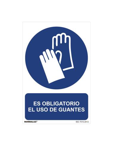 Señal uso obligatorio "es obligatorio el uso de guantes" (pvc 0.7mm) 30x40cm
