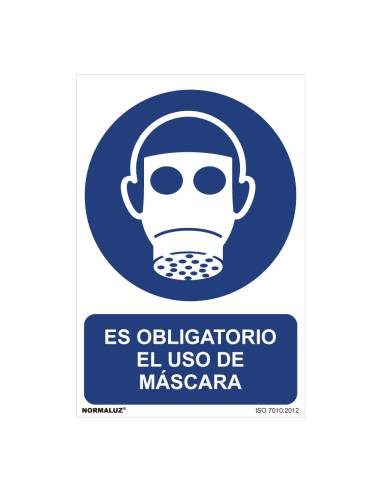 Señal uso obligatorio "es obligatorio el uso de máscara" (pvc 0.7mm) 30x40cm